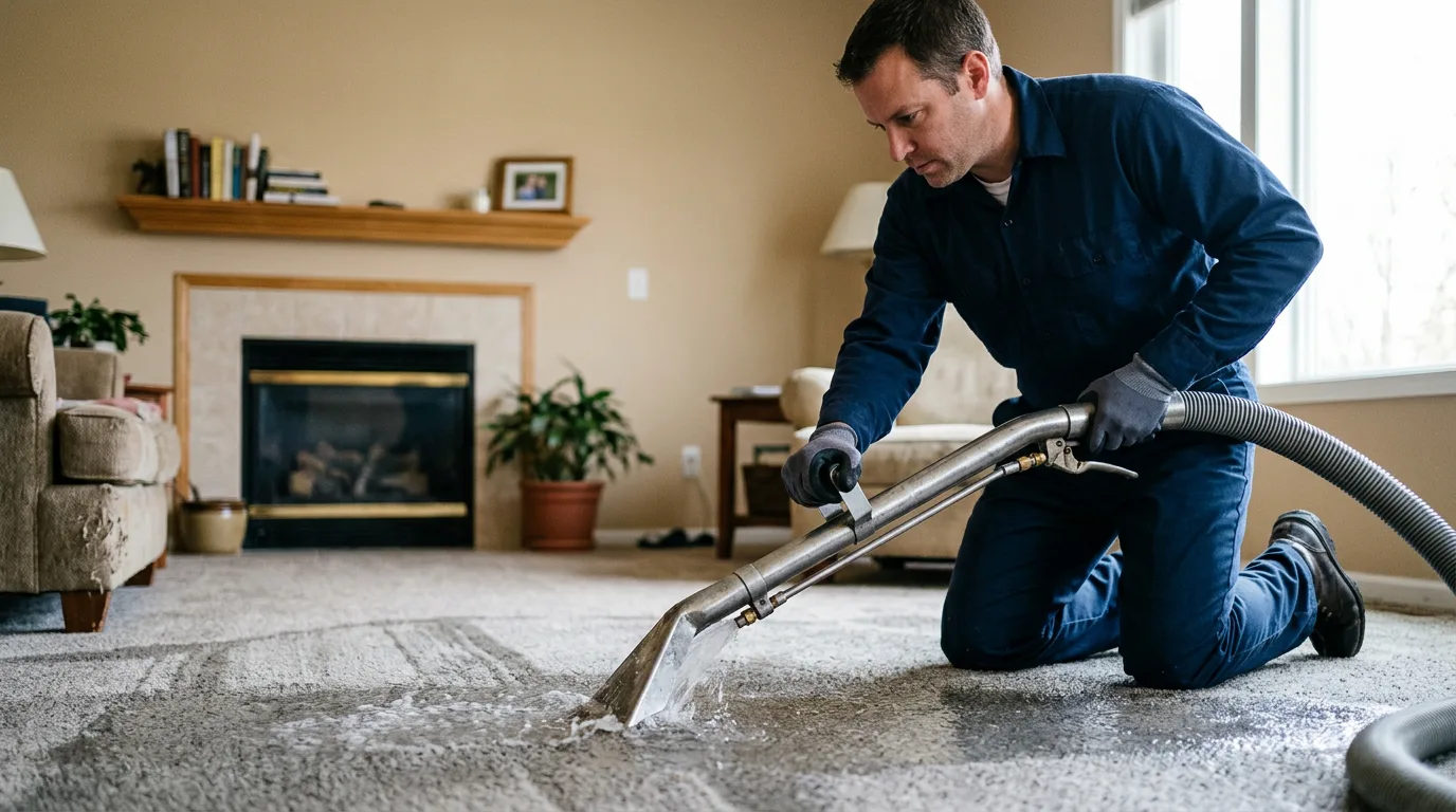 Water damage restoration technician working near Ben Wheeler, TX